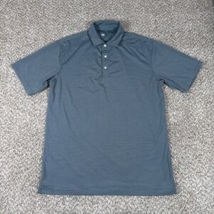Onward Reserve Polo Shirt Mens L Grey Blue Striped Performance Short Sleeve